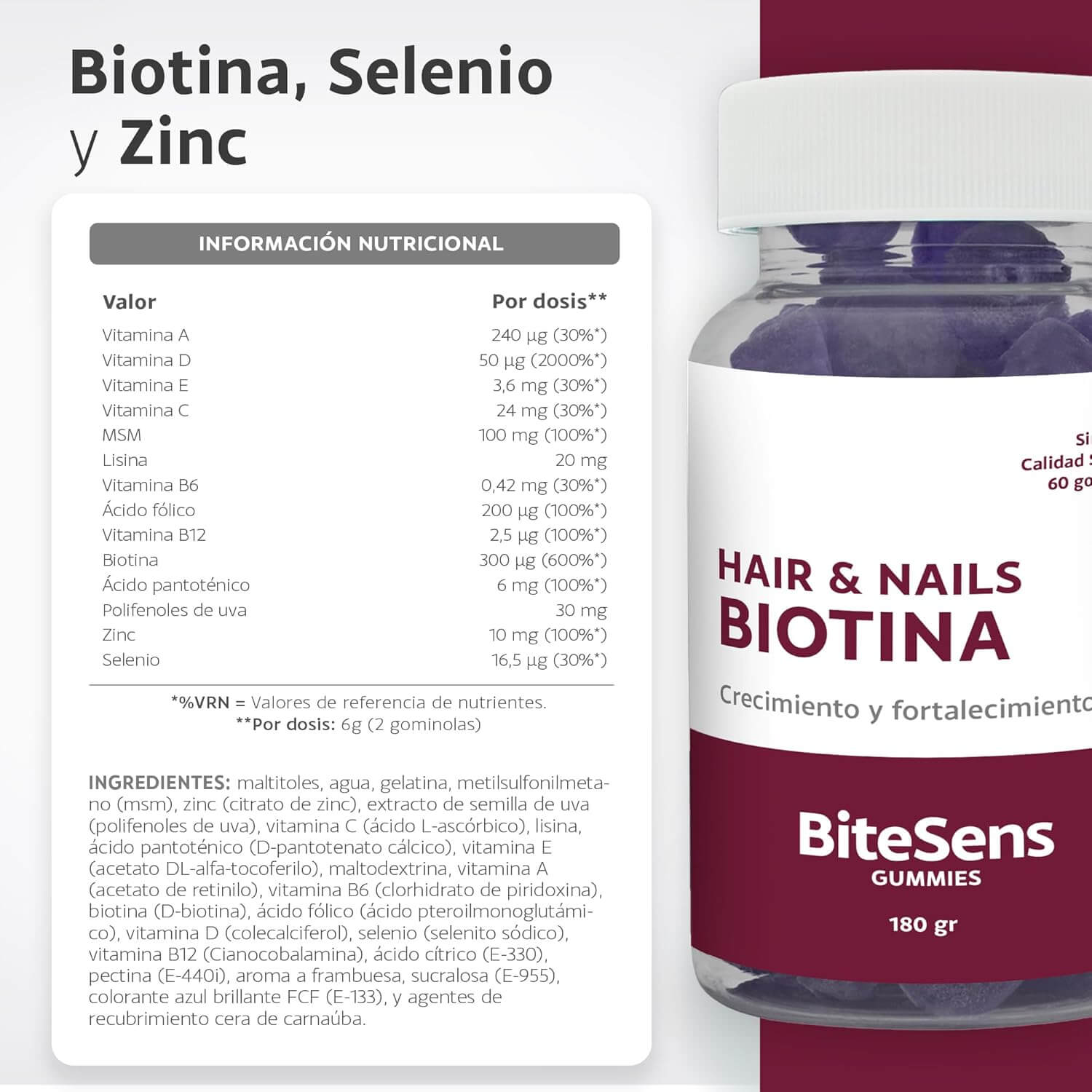 Biotina para Cabello y Uñas - Bitesens