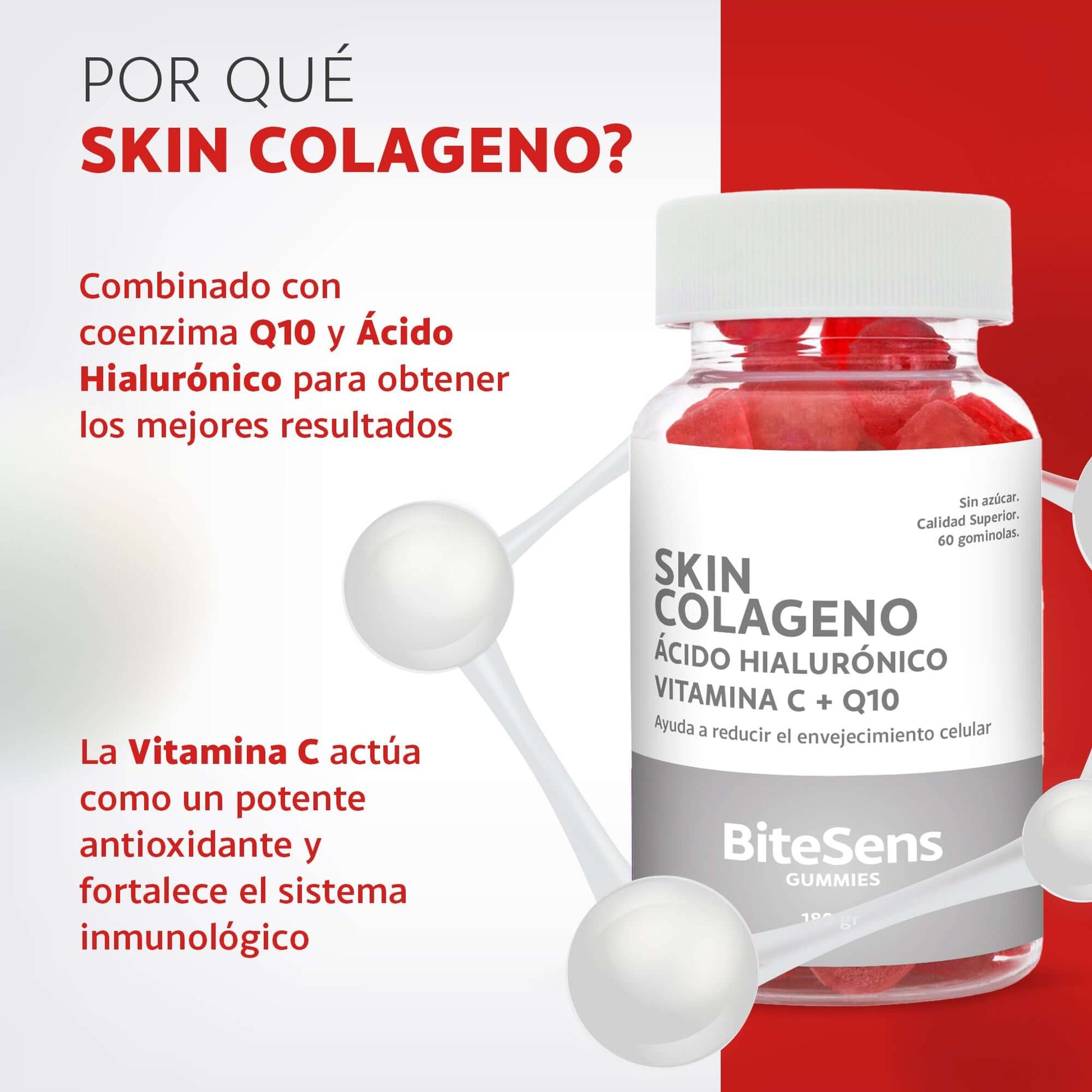 Antiedad - Skin Colágeno + Ácido Hialurónico + Q10 - Bitesens